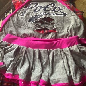 Ralph Lauren Kids Polo with Gray and Pink Ruffles